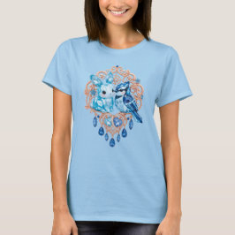 Crystal Blue Bunny and Blue Jay Heart Tシャツ