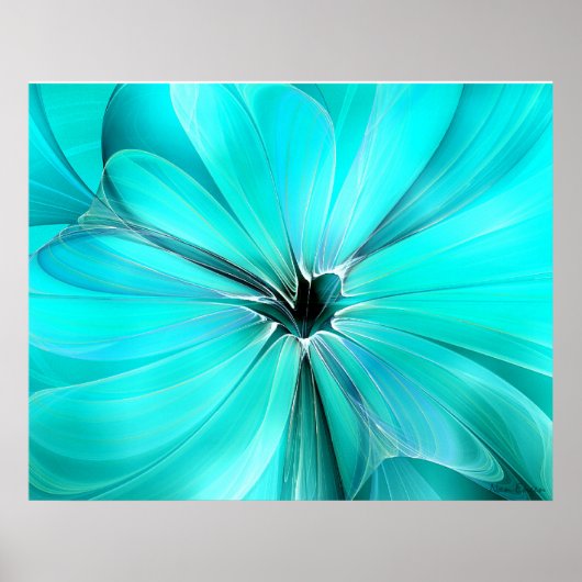 Crystal Blue FLoral Wall Art ポスター (正面)