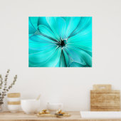 Crystal Blue FLoral Wall Art ポスター (キッチン)