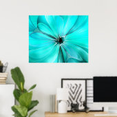 Crystal Blue FLoral Wall Art ポスター (ホームオフィス)