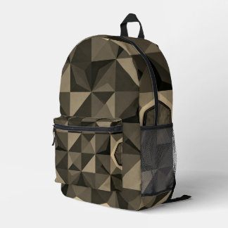 Crystal Blue Low‑Poly Geometric Backpack プリントバックパック