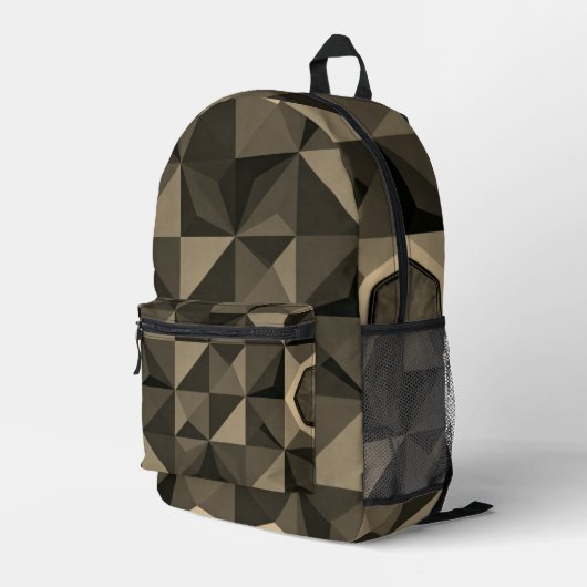 Crystal Blue Low‑Poly Geometric Backpack プリントバックパック (裏面右端)