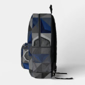 Crystal Blue Low‑Poly Geometric Backpack プリントバックパック (右)