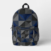Crystal Blue Low‑Poly Geometric Backpack プリントバックパック (正面)
