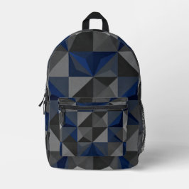 Crystal Blue Low‑Poly Geometric Backpack プリントバックパック