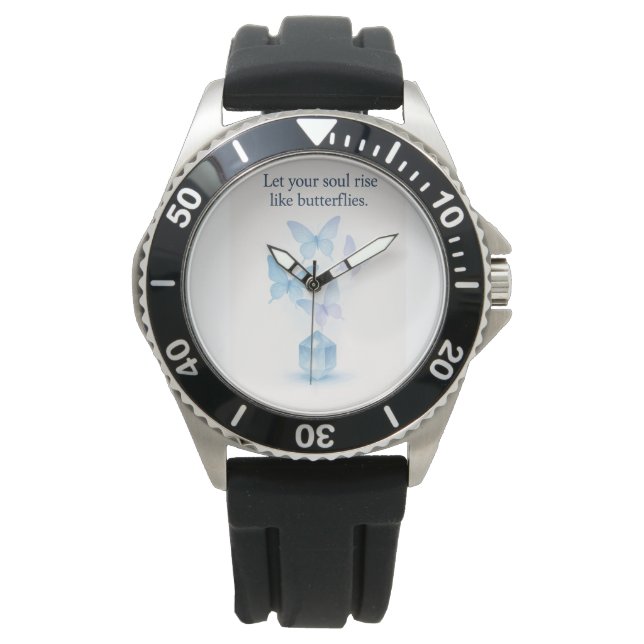 Crystal Butterfly Watch – Gemstone Beauty on Your  腕時計 (正面)
