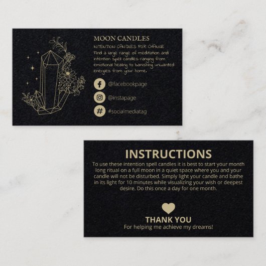 Crystal Candle Spell 名刺 (正面/裏面)