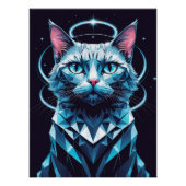 Crystal Cat Geometric Vector Art ポスター (正面)