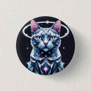 Crystal Cat Geometric Vector Art 缶バッジ