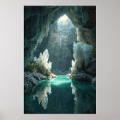 “Crystal Cavern Oasis Wall Poster – Mystical Cave ポスター (正面)