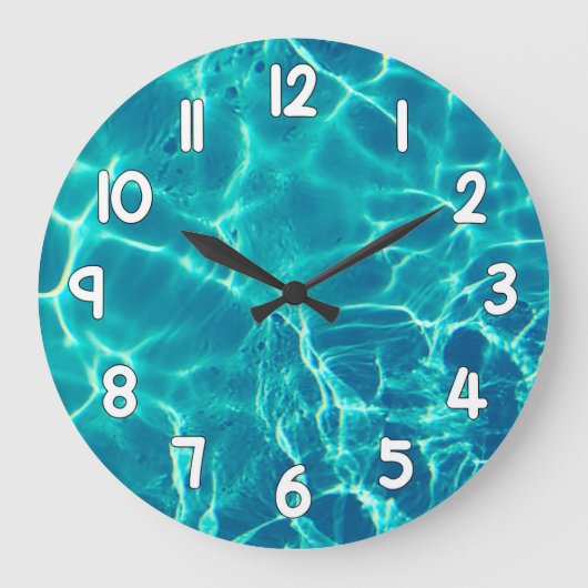 Crystal Clear Blue Water Wall Clock Nature Decor ラージ壁時計 (正面)