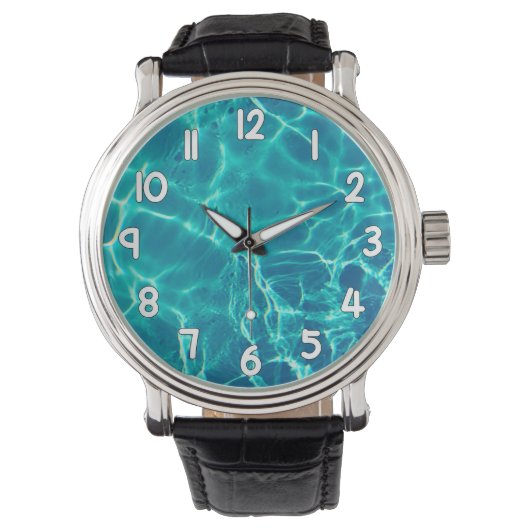 Crystal Clear Blue Water Wrist Watch Nature 腕時計 (正面)