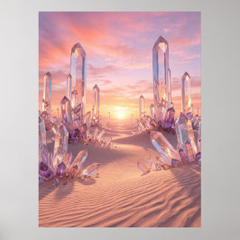 Crystal Desert Sunset Fantasy Art ポスター
