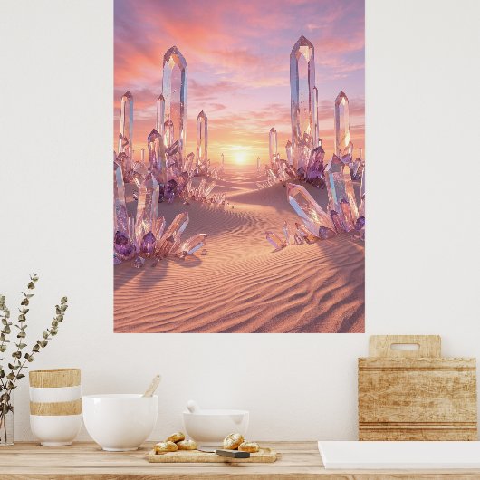 Crystal Desert Sunset Fantasy Art ポスター (キッチン)