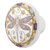Crystal Dragonfly with faux 2D graphic gemstones セラミックノブ (右)