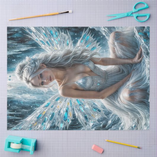 Crystal Frost Fairy Gothic Winter Decoupage Paper  薄葉紙 (クラフト)