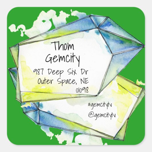 Crystal Gem Frame for Company Personal Info Square スクエアシール (正面)