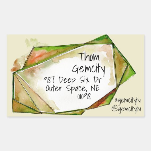 Crystal Gem Frame for Company Personal Info Square 長方形シール (正面)