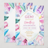 Crystal Gemstone Birthday Invitation 招待状 (正面/裏面)