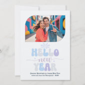 Crystal Glow Hello New Year Blue Retro Photo シーズンカード (正面)