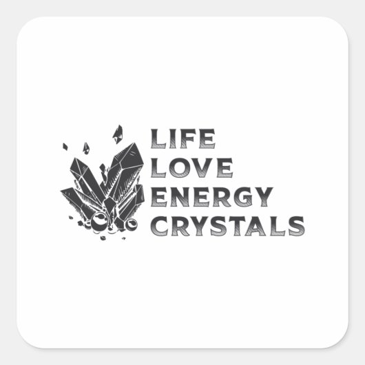 Crystal Healing Gemstone Life Love Energy Crystals スクエアシール (正面)