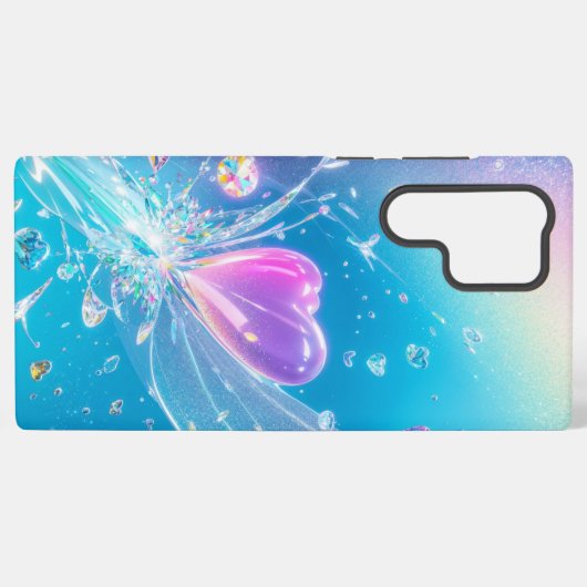 Crystal Heart Light Burst Phone Case Samsung Galaxyケース (裏面横)