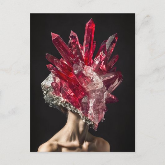 Crystal Mask Woman Adorned with Mineral Crystals シーズンポストカード (正面)