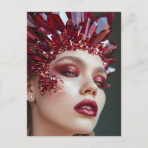 Crystal Mask Woman Adorned with Mineral Crystals