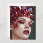 Crystal Mask Woman Adorned with Mineral Crystals シーズンポストカード (正面/裏面)