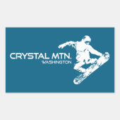 Crystal Mountain Washington Snowboarder 長方形シール (正面)