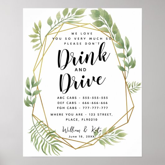 Crystal  party Taxis don't drink and drive sign ポスター (正面)