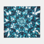 Crystal pattern Ocean Hues Kaleidoscope Pattern フリースブランケット (正面(横))