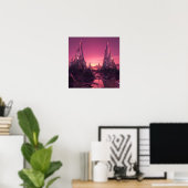 Crystal Peaks under a Vibrant Pink Sunset ポスター (ホームオフィス)