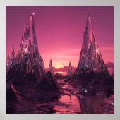 Crystal Peaks under a Vibrant Pink Sunset ポスター (正面)