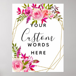 crystal Pink Peach Roses create your own custom ポスター