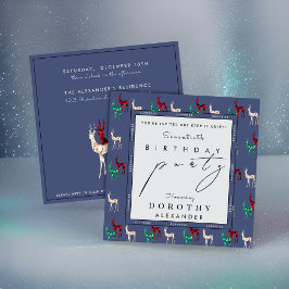 Crystal Reindeer ANY Surprise Winter Birthday 招待状