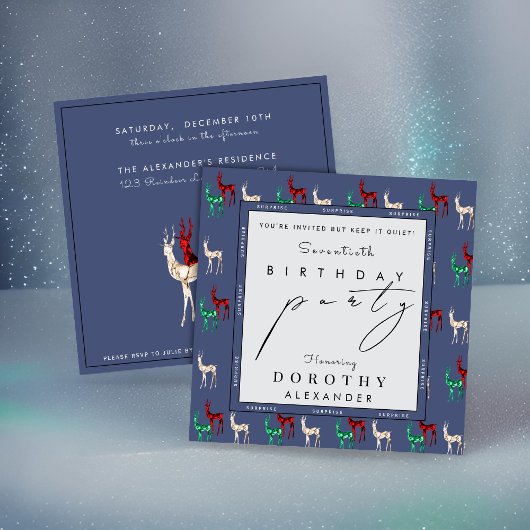 Crystal Reindeer ANY Surprise Winter Birthday 招待状