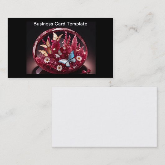 Crystal ruby basket of butterflies business card 名刺 (正面/裏面)