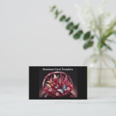 Crystal ruby basket of butterflies business card 名刺 (スタンド正面)