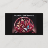 Crystal ruby basket of butterflies business card 名刺 (正面)
