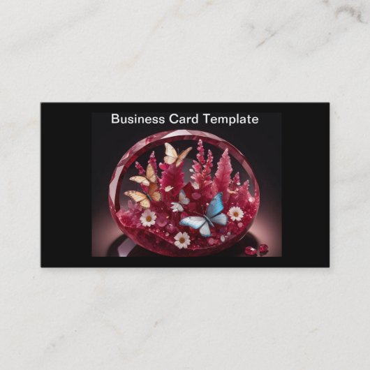 Crystal ruby basket of butterflies business card 名刺 (正面)