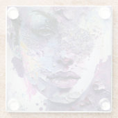 "Crystal Silence" – 紫のポートレート ガラスコースター (裏面)