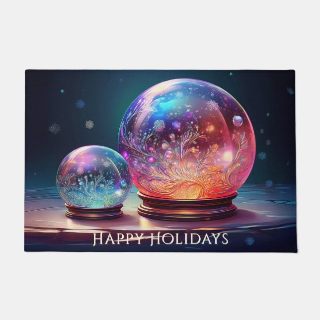 Crystal Snowballs Holiday Doormat ドアマット (正面)