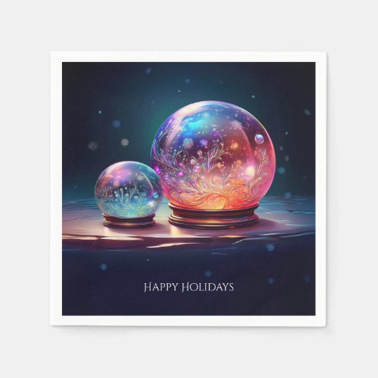 Crystal Snowballs Holiday Napkin スタンダードカクテルナプキン (正面)