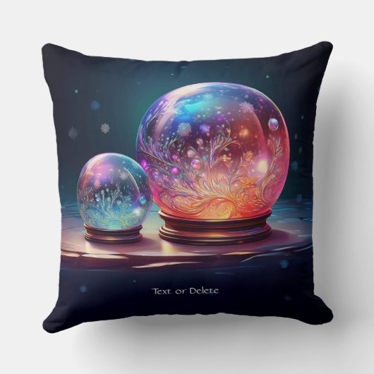 Crystal Snowballs Holiday Throw Pillow クッション (裏面)
