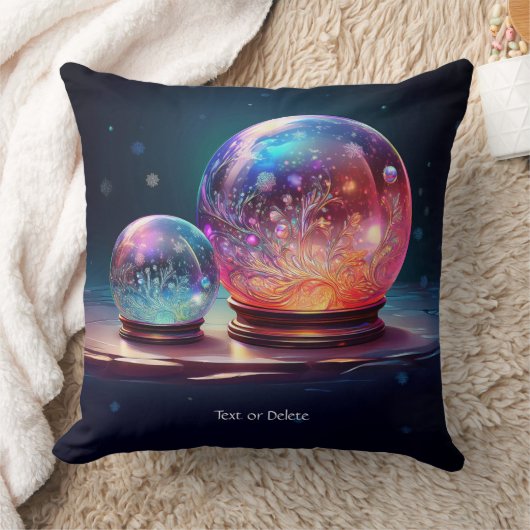Crystal Snowballs Holiday Throw Pillow クッション (ブランケット)