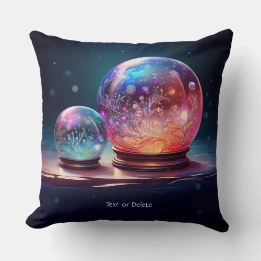 Crystal Snowballs Holiday Throw Pillow クッション (正面)