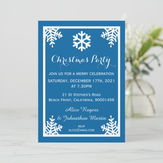 Crystal Snowflake Christmas Party Invitation 招待状 (スタンド正面)