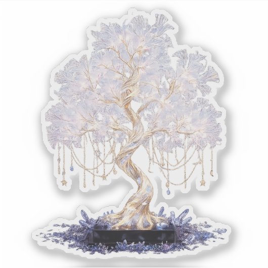 Crystal vinyl sticker of a golden galaxy tree シール (正面)