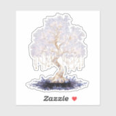 Crystal vinyl sticker of a golden galaxy tree シール (シート)